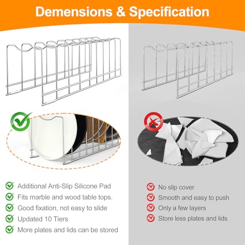 FLSEPAMB Pot Lid Organizer Pan Lid Organizer Kitchen Pot Lid Rack Suitable for Bakeware Dish Plate, Cutting Boards, Pots & Pans, Serving Trays, Reusable Holder (2 Pack) - size: 2 Pack
