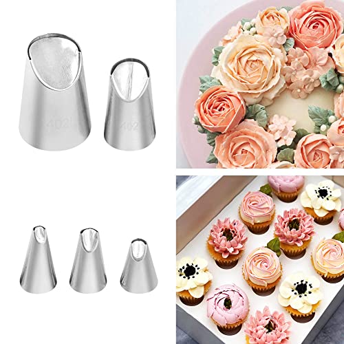 5+7+7 Pieces Rose Flower & Leaf Piping Tips Set Cake Decorating Tips Icing Piping Nozzles Set Cupcake Decorating Kit Cupcake Pastry Tool Stainless Steel