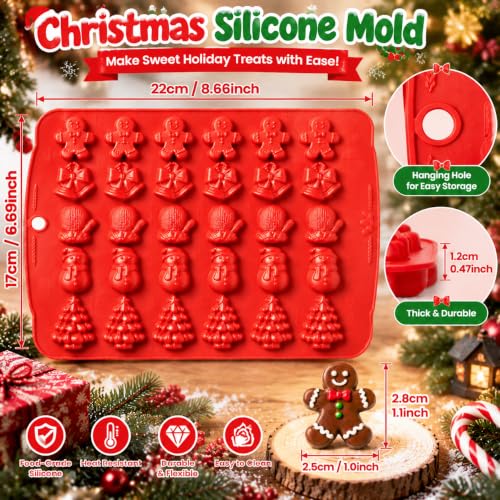 2 Pack Christmas Silicone Molds 60 Cavity Christmas Candy Molds (Red-green) - color: 2pcs Xmas mold001