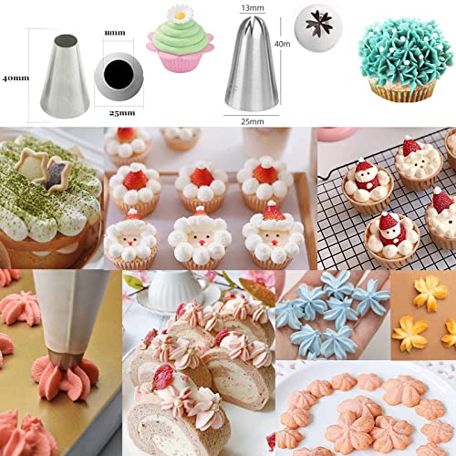 Large Piping Tips Set 1M 2D 2A 2F 6B 234 for Frosting, 6 Pcs - color: C