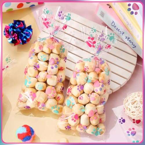 Blulu 100 Pcs Dog Treat Bags Puppy Party Favor, Pink and Purple - color: Pink and Purple