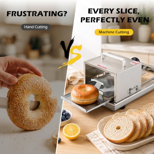 Dyna-Living Manual Bagel Slicer Adjustable Thickness Bagel Cutter Slicer