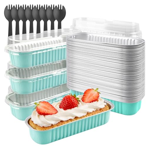 Mini Loaf Pans with Lids, 50 Pack, 6.8 oz, Blue - color: Blue