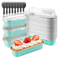 Mini Loaf Pans with Lids, 50 Pack, 6.8 oz, Blue - color: Blue