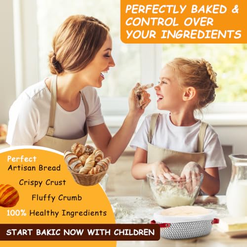 Sourdough Starter Kit, Sourdough Bread Baking Supplies, Cotton Rope Banneton Bread Proofing Basket Set with Sourdough Starter Jar for Bread Making Baking, Sour Dough Kit Tools Gifts for Bakers Women