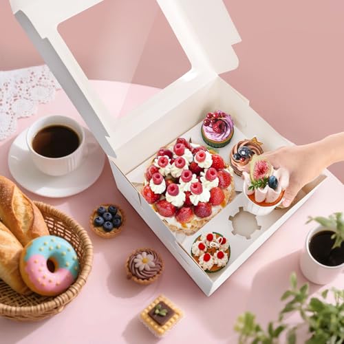 Dicunoy 6 Pack Bento Cake Box with Cupcakes, 13" Cookie Combo Box 6 Count