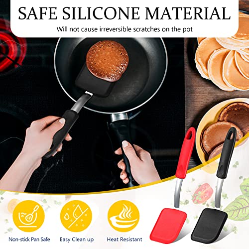 2Pcs Mini Silicone Cookie Brownie Spatula, Solid Flat, Black, Red - color: Black, Red, style: Solid Flat