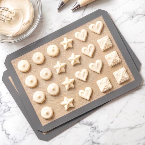 2PCS Silicone Baking Mat, Non Stick Reusable Baking Sheet for Oven – Cookie Candy Making Pastry Rolling Heat Resistant Silicone Mats for Baking, Red, 12 x 8 Inches - color: Dark gray