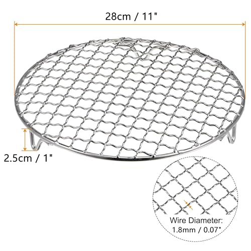 Comicfs Round Cooking Rack Dia 11", Baking Grill Wire Cooling Steaming Roasting Racks 304 Stainless Steel, Fits Air Fryer/Stockpot/Pressure Cooker/Round Cake Pan, Oven & Dishwasher Safe (28cm/11'') - size: 11 Inch Dia