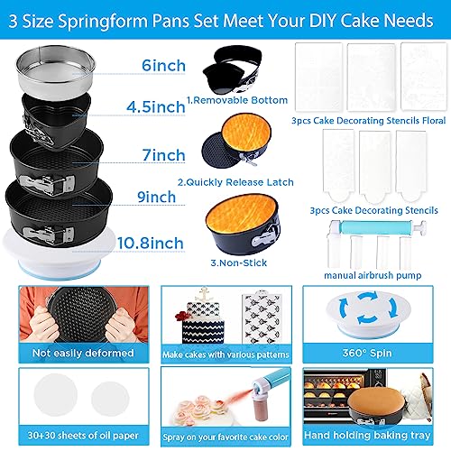 Cake Decorating Kit, 672 Pcs Cake Decorating Supplies Stand With Cake Carrier Holder Springform Pan Sets 3-Layer Toolbox Organizer Icing Piping Nozzles Cake Rotating Turntabl Baking Supplies Set Tools - size: 672 PCS
