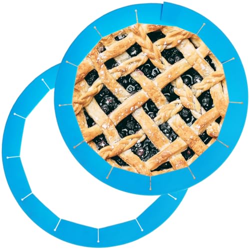 Adjustable Silicone Pie Crust Shields Baking Protectors Cover Ring Fits 8-11.4 Inch Pies Baking Pie Crust Shield Protector Cover for Edges (Blue-2Pcs) - color: Blue-2pcs