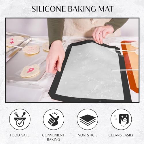 Large Silicone Baking Mat (15.7'x23.6') with Measurement Indicators, Non-Slip Surface, and Pastry Mat Sheet for Dough Rolling - Perfect for Creating Cookies, Macarons, and Bread - Pack of 2 - size: Large