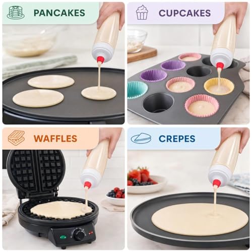 Pancake Batter Dispenser, 2 Pack 1000ml Pancake Batter Dispenser Bottle