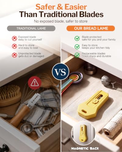 Upgraded Bread Lame, Magnetic & Extractable Sourdough Scorering Tool - color: Yellow