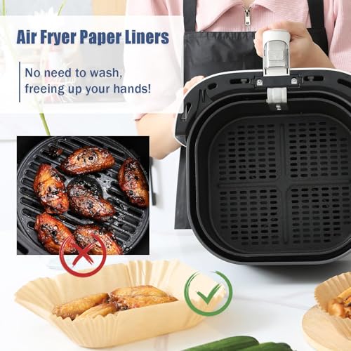 Air Fryer Liners - 200 Sheets - color: Paper-Square, size: 8inch-200PCS