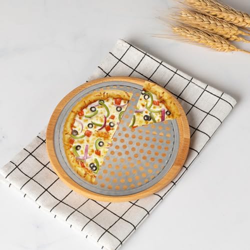 Amosfun 8 inch Round Perforated Stainless Steel Pizza Pan for Oven - size: 20X20X0.5CM