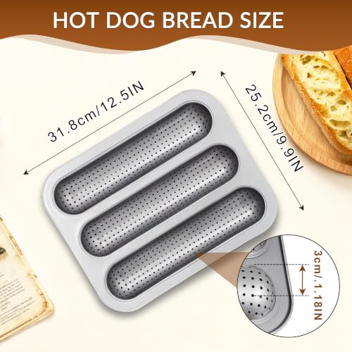 French Bread Baking Pan, 3-Cavity Baguette Pan, Silver 1 Pack - size: Silver 1 Pack