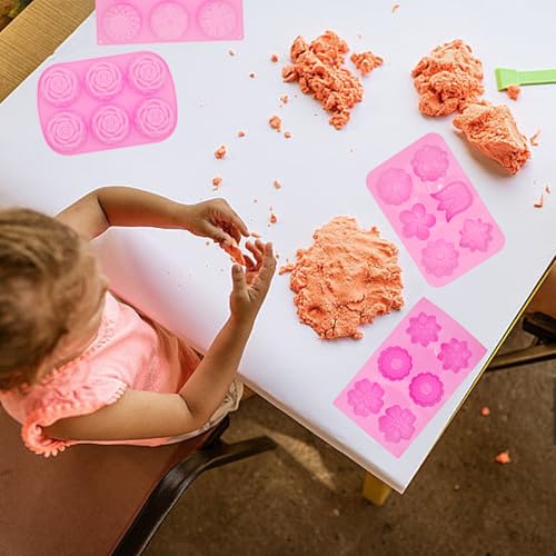 4 Pcs Flower Soap Molds Rose Silicone Molds Cake Molds Floral Chocolate Mold Set for Home Handmade DIY Candle Baking Tray Bars Wax Melts Tool - size: Flower