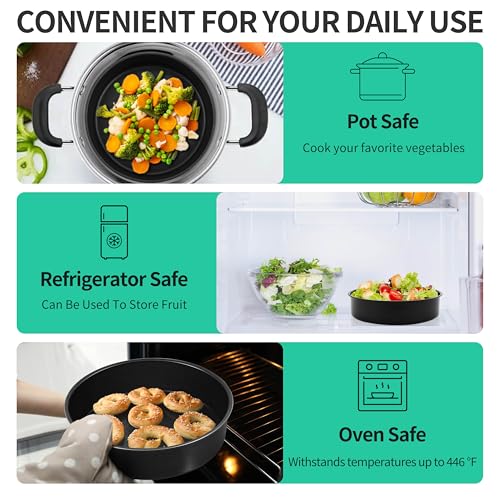 P&P CHEF 8 Inch Cake Pan Set, Round Baking Cake Pans, Black & 2 Pcs - color: Black, size: 8 Inch