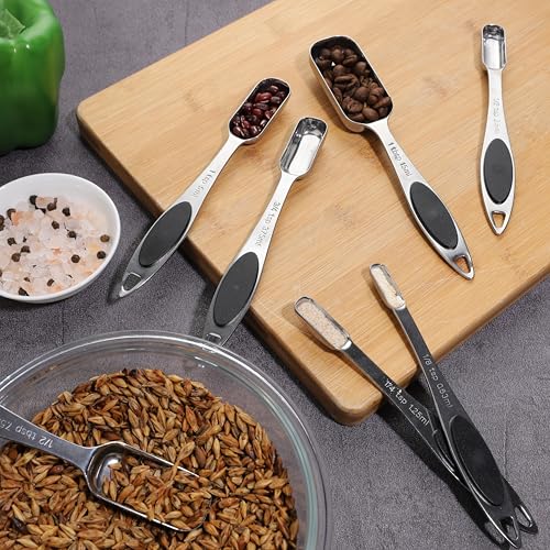 Magnetic Measuring Spoons Set Stainless Steel Magnetic Measuring Spoons - color: Black