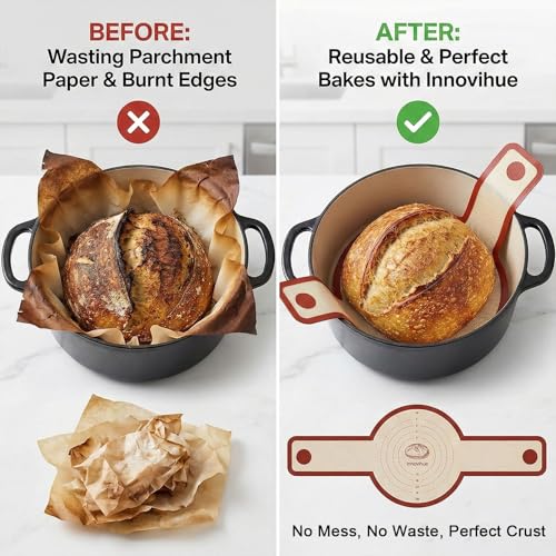 Silicone Bread Sling for Dutch Oven, 2-Pack Reusable Sourdough Baking Mats