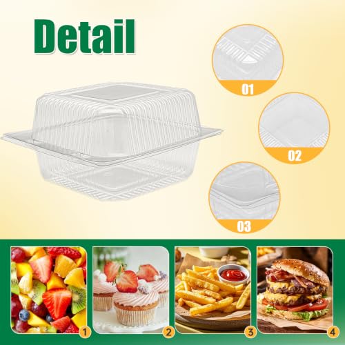 200 Pack Clear Plastic Take out Containers,Disposable Fancy Hinged Top Square Clamshell Food Boxes,Cake Slice Clamshell Container Tray with Clear Lids for Pastry,Salad,Dessert,5.4x4.8x2.8 Inch - color: Clear 200PCS