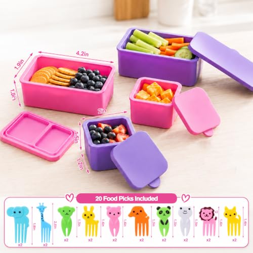 XANGNIER 4 Pack Silicone Lunch Containers Compatible with OmieBox (2nd Gen), Leak-Proof Bento Box Accessories with 20 Food Picks - color: Multicolor-24pcs