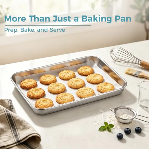E-far Small Baking Sheet Set of 4, 9.4"x7.3" Stainless Steel Cookie Sheets - size: 9.4"x7.3"