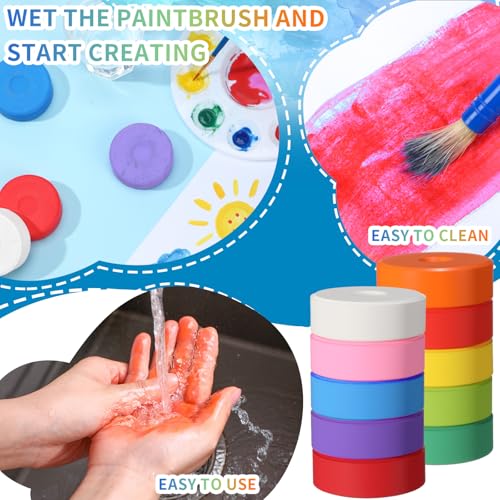 Nuanchu 8 Set 96 Pcs Tempera Paint Cakes with Tray Bulk, 12 Colors
