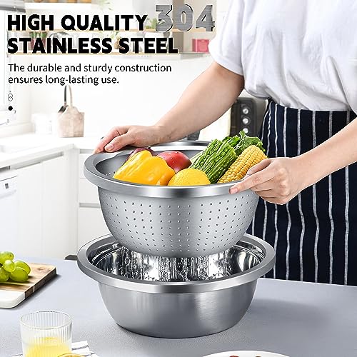 Gulex Colander Stainless Steel 3-quart with Bowls,Strainer for Kitchen(2PC) - color: Black, size: 3QT