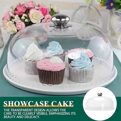 DOERDO 10Inch Cake Dome Cover Clear Cake Stand Cover Acrylic Round Cheese Cloche Dome for Dessert Display, 26.5x13.5cm