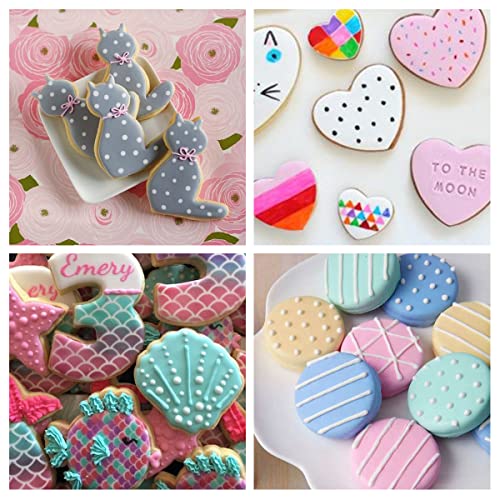 Cookie Stencils for Royal Icing Cookies Sugar Cookie, 16 Pcs 6x6in Reusable Plastic Biscuit Cake Stencils with Checkered Star Heart Dog Paw Shapes for Airbrush Baking Craft Drawing DIY Art Decor - style: Line Style 2