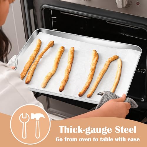 E-far Stainless Steel Baking Sheet Set of 4, 16” x12” x 1” Cookie Sheet Pan - size: 16"x 12"