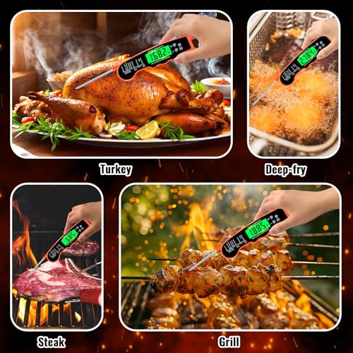 Meat Thermometer Digital, Instant Read Digital Meat Thermometer - color: Orange