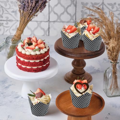 200 Pcs Grid Tulip Cupcake Liners Black Greaseproof Baking Cups - color: Grid