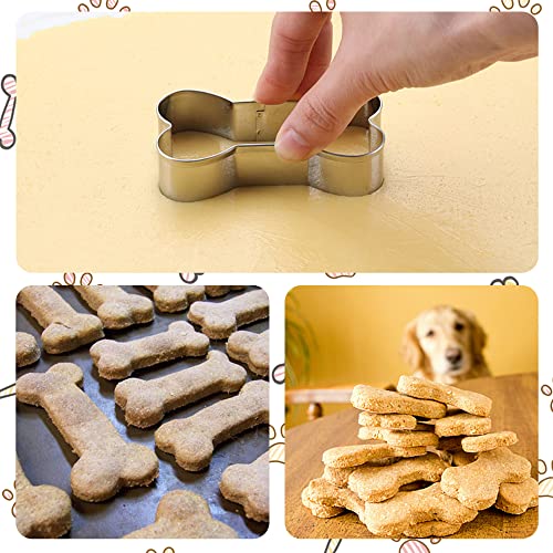 8PCS Dog Bone and Dog Paw Print Cookie Cutters Set, Stainless Steel Metal 4 Sizes Dogs Bone Paw Shape Cookie Cutter, Dogs Theme Party Cookie Cutter Molds for Homemade Treats Baking - color: Dog Bone & Dog Paw