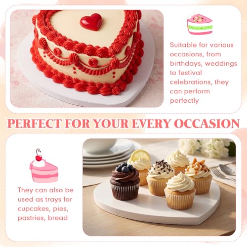 12 Pcs Heart Shaped Cake Boards, 10'' Cake Drum Plate, 1/2" Thick
