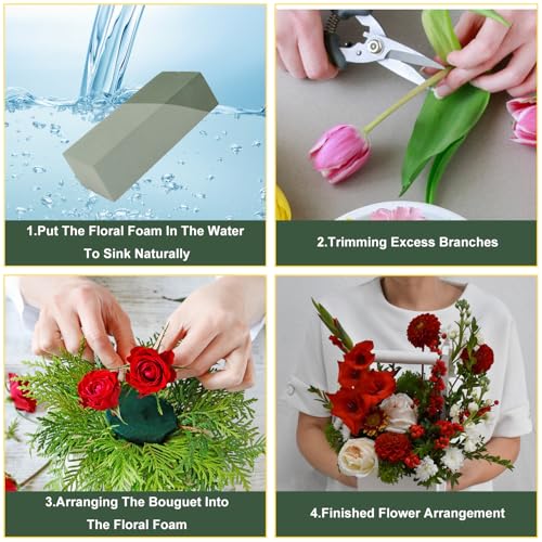10 Pack Floral Foam Blocks, Versatile Flower Foam for Creative Arrangements and Enhanced Freshness, Perfect for Weddings, Home, Office, and Garden Decorations (7.8”L x 3.54”W x 2.4”H) by IHDYPPEW - size: 10 Pack 7.8 inch