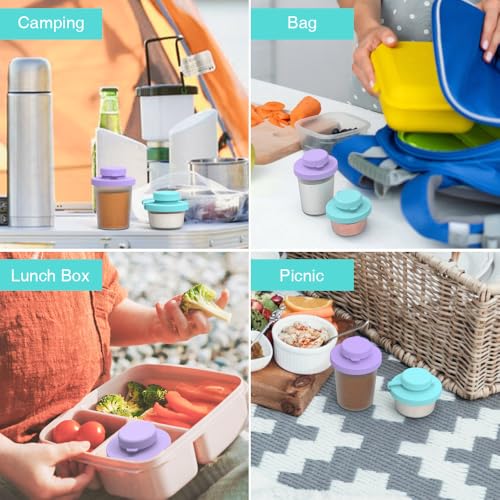 SOPHICO 1.5 & 3.2oz Salt and Pepper Shaker,With Moisture Proof silicone lid - color: purple & blue, Small & Medium