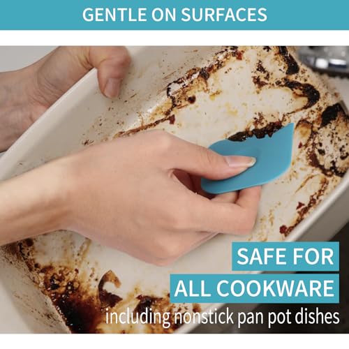 Herda Premium Pan Pot Scraper Dish Scraper, Kitchen Plastic Food Scraper - color: Blue, size: 5-PACK