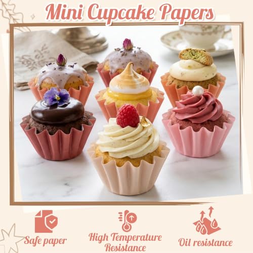 Boho Mini Size Cupcake Liners, Bulk Grease Resistant Baking Cups - color: Boho