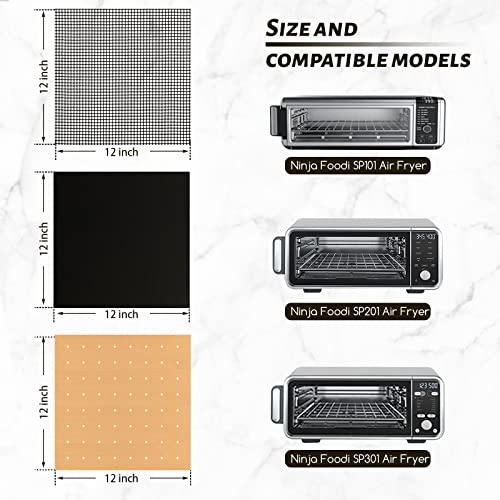 WMKGG 12 inch Square Air Fryer Liners Set, 3 Pack Toaster Oven Mat - size: 12"x12"-3 pcs Reusable Mat