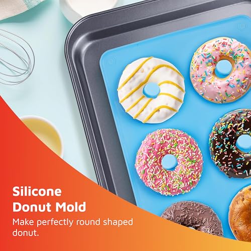 HOTPOP Silicone Donut Molds for Baking – Set of 2 Nonstick Pans (Red, Blue), Makes 12 Donuts – Flexible, Reusable, Dishwasher Safe Molds for Oven – Perfect Donut Mold for Baking Sheets