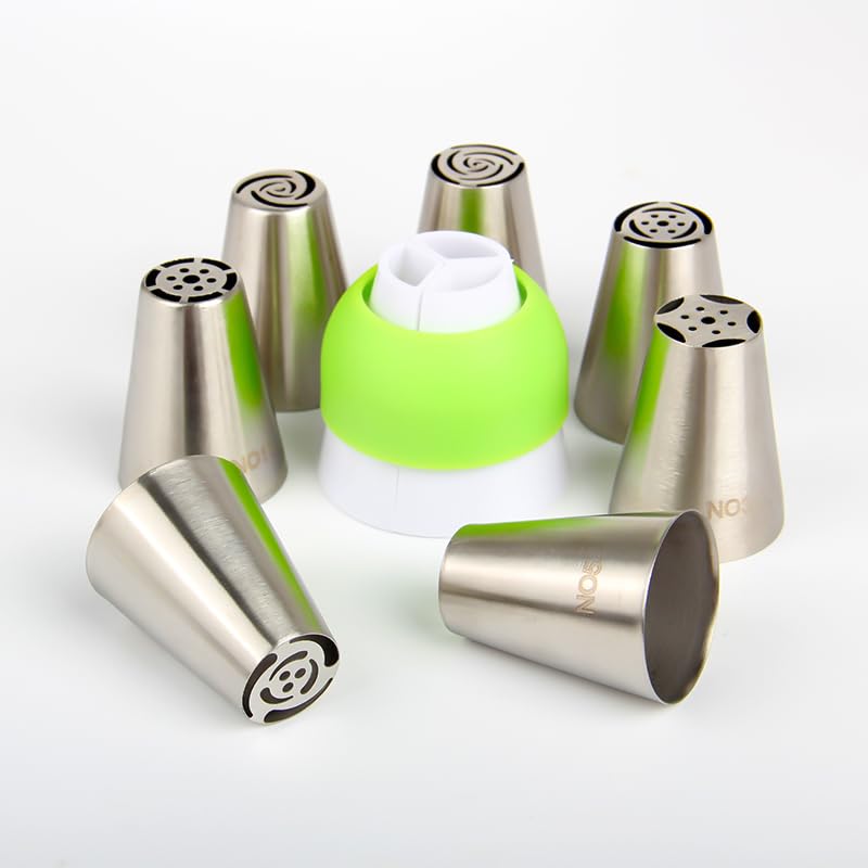 Stainless Steel Small Russian Tulip Flower Icing Tips Kit, 8 Pcs Set - color: SILVER HB0343B