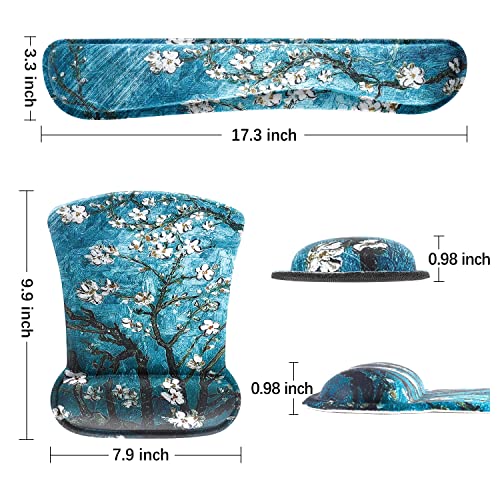 ToLuLu Keyboard Wrist Rest Pad Ergonomic Mouse Pad Set, Gel Mousepad for PC - color: Van Gogh Painting