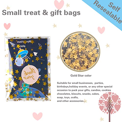 COQOFA 100 Pcs Star Printed Sealable Gift Wrap Cello Cellophane Bags Self sealing Adhensive Treat Bags Party Favor bags (4x6inch, Gold)… - color: Gold(Self-sealing), size: 4x6 in
