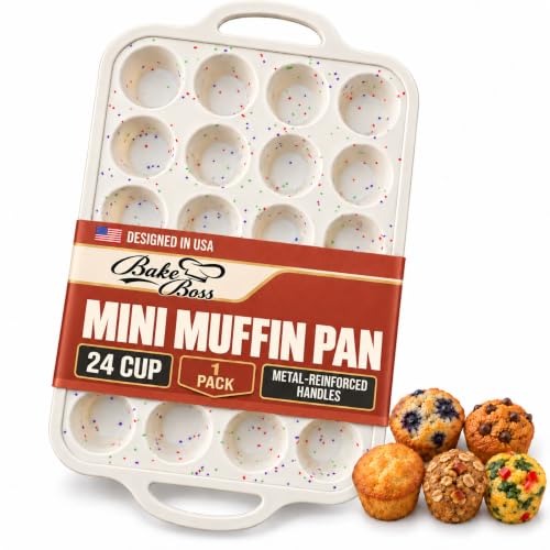Silicone Mini Muffin Pan for Baking, 24 Cup 1 Pack, BPA-Free Muffin Tin - color: Cream, size: Mini (24 Cups Pan)