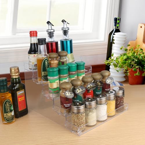 ELEGANTLIFE Spice Rack,No Tool Needed & No Pungent Acrylic Glue Self-derived Snap On Assembly Spice Shelf Pantry Kitchen Cabinet Organizer 10 in for Jars,Baking Supplies & Spice Bottles (5 Tier) - style: 5 Tier
