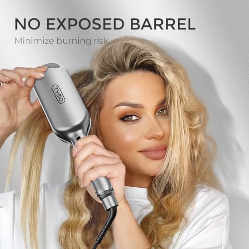 Curling Iron Hair Crimper Waver, TYMO ROVY Beach Waves Hair Curler - color: Grey, size: 1.25 Inch