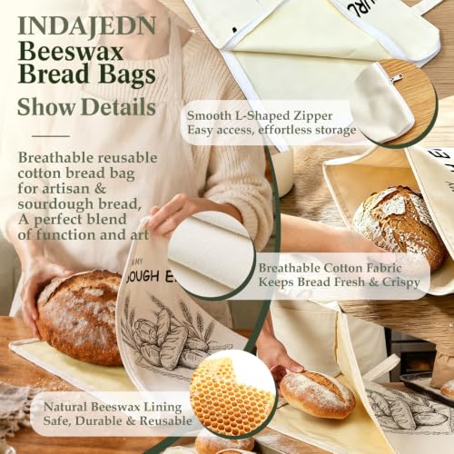 Sourdough Baking Lover Gifts Beeswax Bread Bags 2 Pack XL 13x17in - color: In My Sourdough Era 03